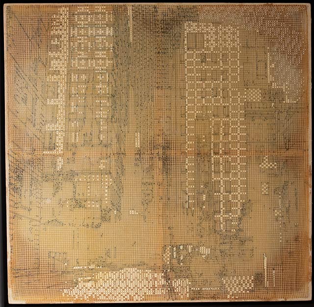 Urban Escape 40d, 2007 ink and liquid paper on delineated canvas