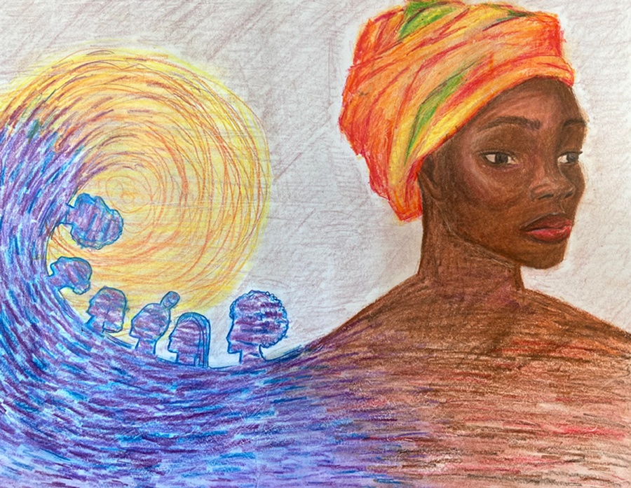 Adwoa Smith, Untitled, 2022, coloured pencil on paper, 22.9 x 30.5 cm