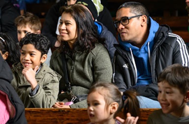 family participating in a family event