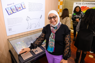 Woman standing near an exhibit