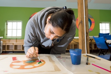 A student painting