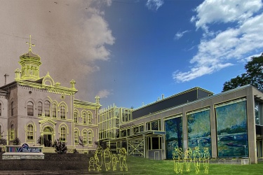 Exterior view of the front of the PAMA building