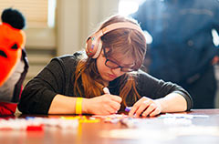 girl wearing headphones